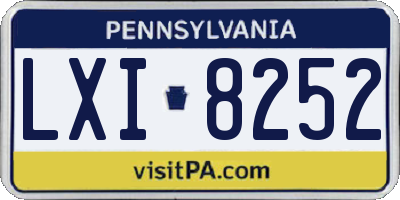 PA license plate LXI8252