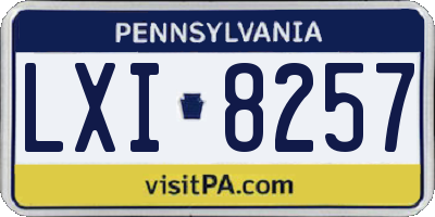 PA license plate LXI8257