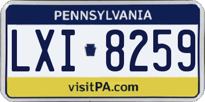 PA license plate LXI8259