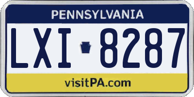PA license plate LXI8287