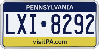 PA license plate LXI8292