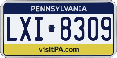 PA license plate LXI8309