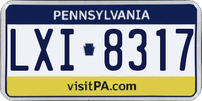 PA license plate LXI8317