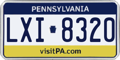 PA license plate LXI8320