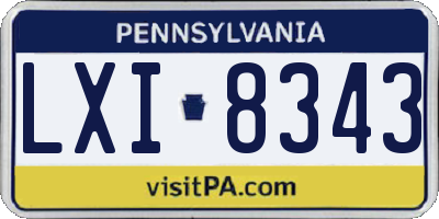 PA license plate LXI8343