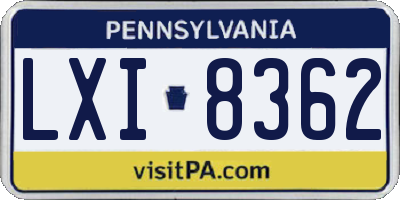 PA license plate LXI8362
