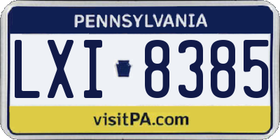 PA license plate LXI8385
