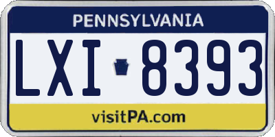 PA license plate LXI8393