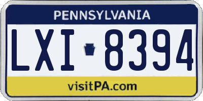 PA license plate LXI8394
