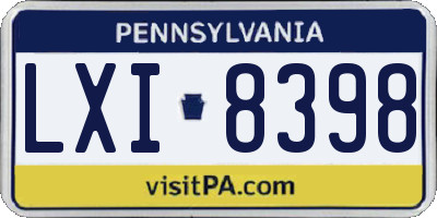 PA license plate LXI8398
