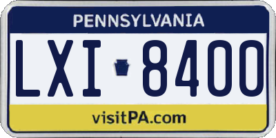 PA license plate LXI8400