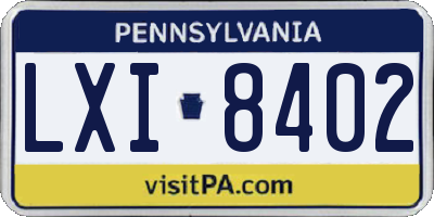 PA license plate LXI8402