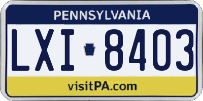 PA license plate LXI8403