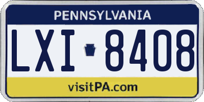 PA license plate LXI8408