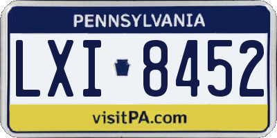 PA license plate LXI8452