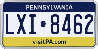 PA license plate LXI8462