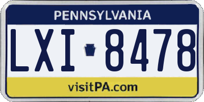 PA license plate LXI8478