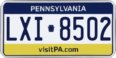 PA license plate LXI8502