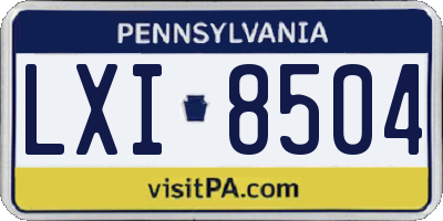 PA license plate LXI8504