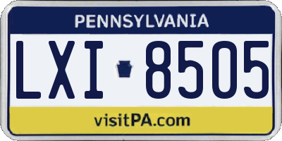 PA license plate LXI8505