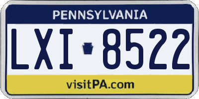 PA license plate LXI8522