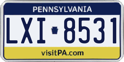 PA license plate LXI8531