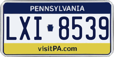 PA license plate LXI8539
