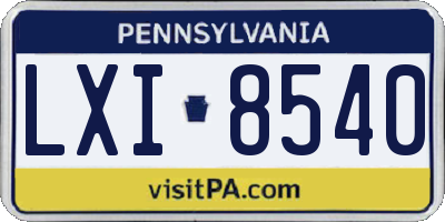 PA license plate LXI8540