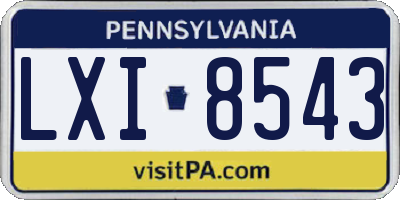 PA license plate LXI8543