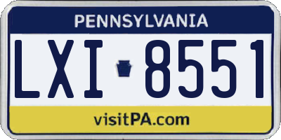 PA license plate LXI8551