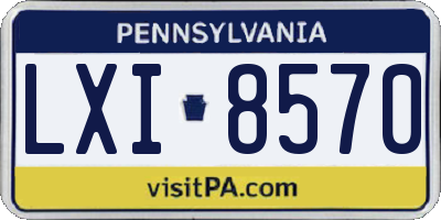 PA license plate LXI8570