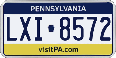 PA license plate LXI8572