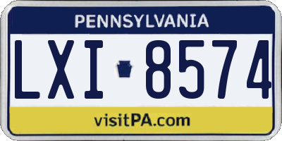 PA license plate LXI8574