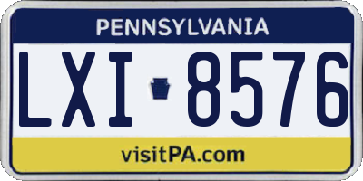 PA license plate LXI8576