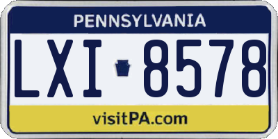 PA license plate LXI8578