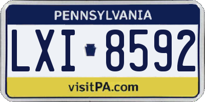 PA license plate LXI8592