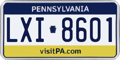 PA license plate LXI8601