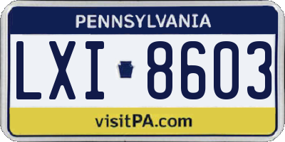PA license plate LXI8603