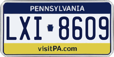 PA license plate LXI8609