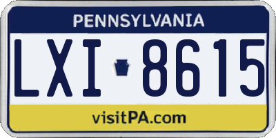 PA license plate LXI8615