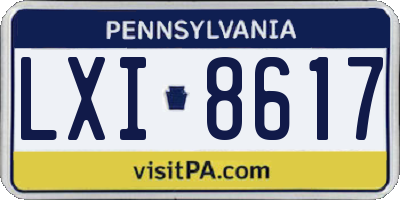 PA license plate LXI8617