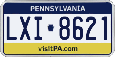 PA license plate LXI8621