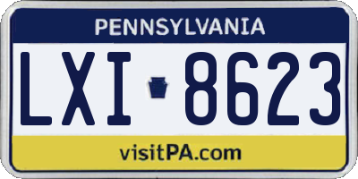 PA license plate LXI8623