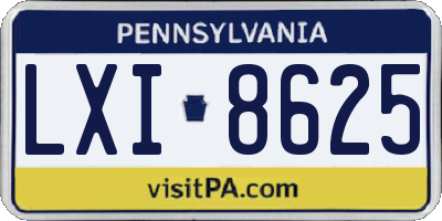 PA license plate LXI8625