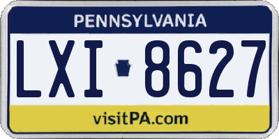 PA license plate LXI8627