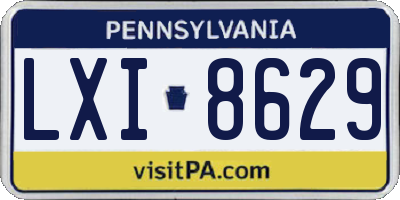 PA license plate LXI8629