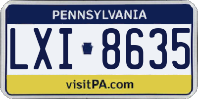 PA license plate LXI8635