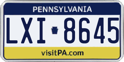 PA license plate LXI8645