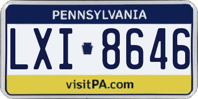 PA license plate LXI8646
