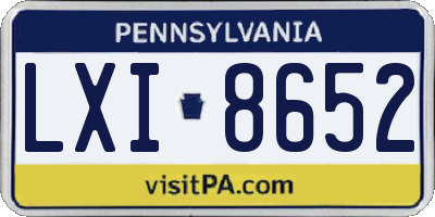 PA license plate LXI8652